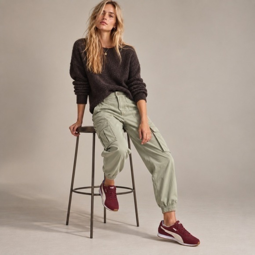 Abercrombie & Fitch Cargo Jogger Pants High Rise Sage Green Sz M